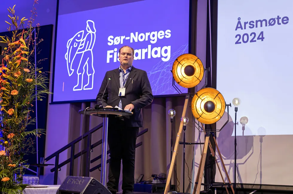 Terje Eriksen er leder i Sør-Norges Fiskarlag. Her avbildet på organisasjonens årsmøte.