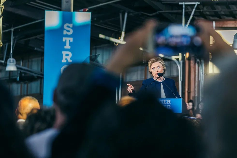 Hillary Clinton i valgkamp-rally i Detroit fredag, for å engasjere velgere til å stemme. Foto: Johannes Worsøe Berg