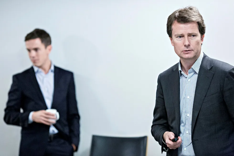 Fra venstre: Finansdirektør Per Olav Monseth og konsernsjef Per Axel Koch i Polaris Media. Foto: Aleksander Nordahl