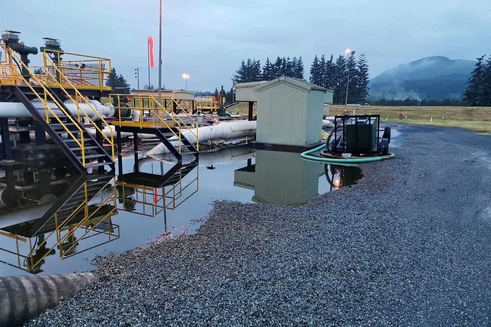 Pipeline spill: Sumas Pump Station in British Columbia prior to clean-up