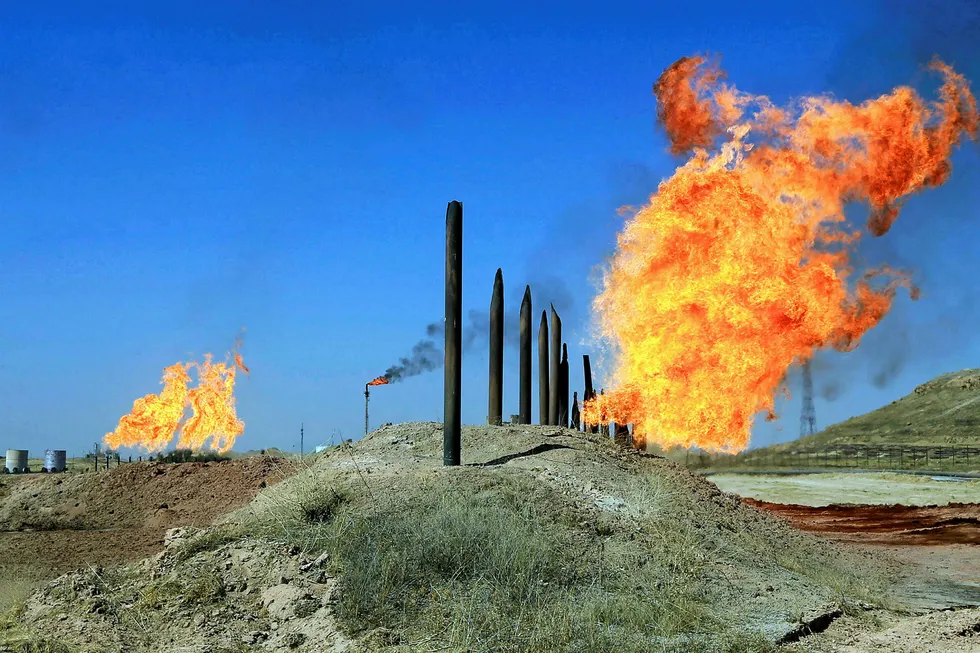 Burning issue: flames emerge from flare stacks at Kirkuk oilfields last year