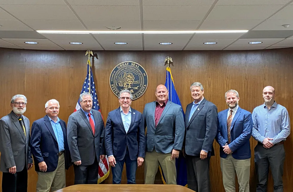 Carbon capture: Members of the North Dakota government and Red Trail Energy sign orders for North Dakota’s first Class VI storage facility.