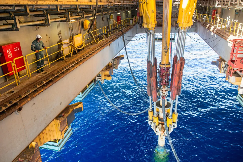 Wildcatting: moonpool of the semisubmersible rig Maersk Discoverer used by BP and Shell in Trinidad