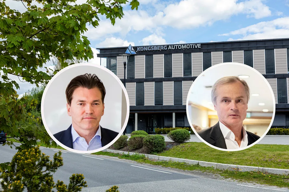 Øystein Stray Spetalen (til høyre) og Arne Fredly tok begge del i den rettede emisjonen i Kongsberg Automotive.