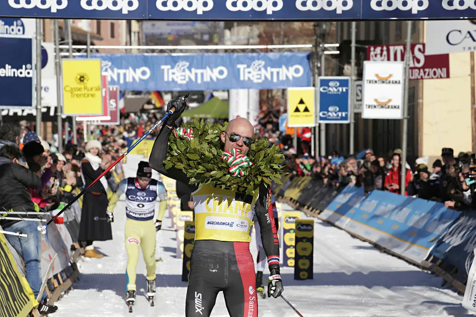 Tord Asle Gjerdalen tok seieren i årets Marcialonga. Det gjorde han også i fjor, her fra årets løp. Foto: Newspower