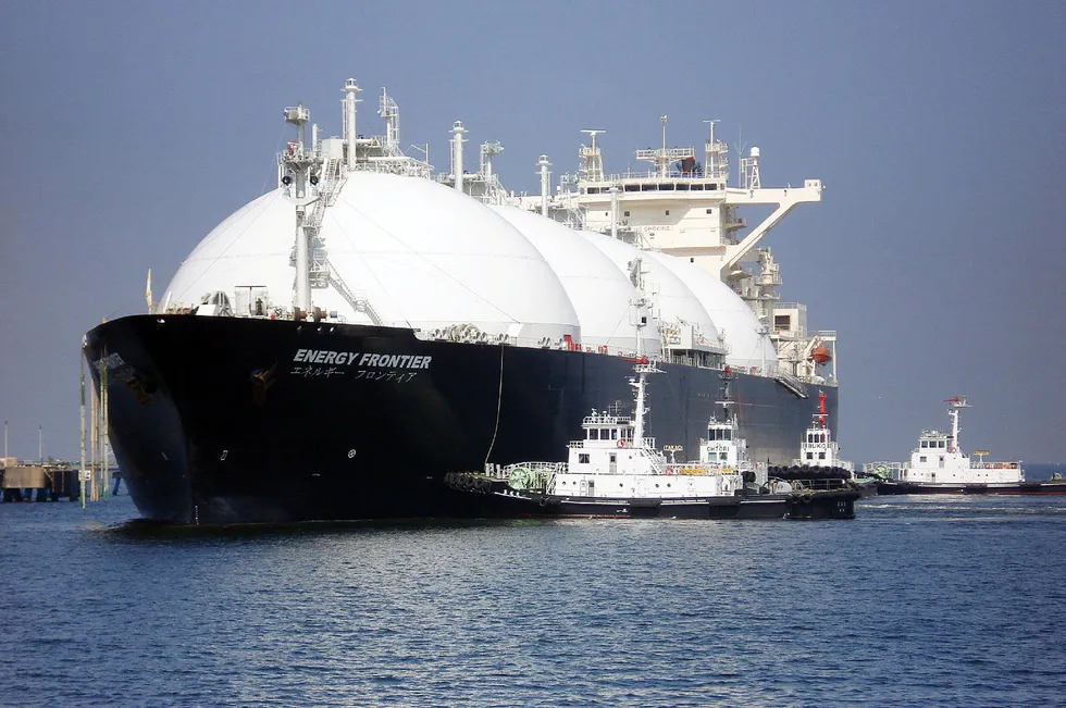 Maiden cargo: a liquefied natural gas tanker arrives in Chiba Prefecture, Japan, in 2009 with the first shipment from the Sakhalin 2 project in Russia