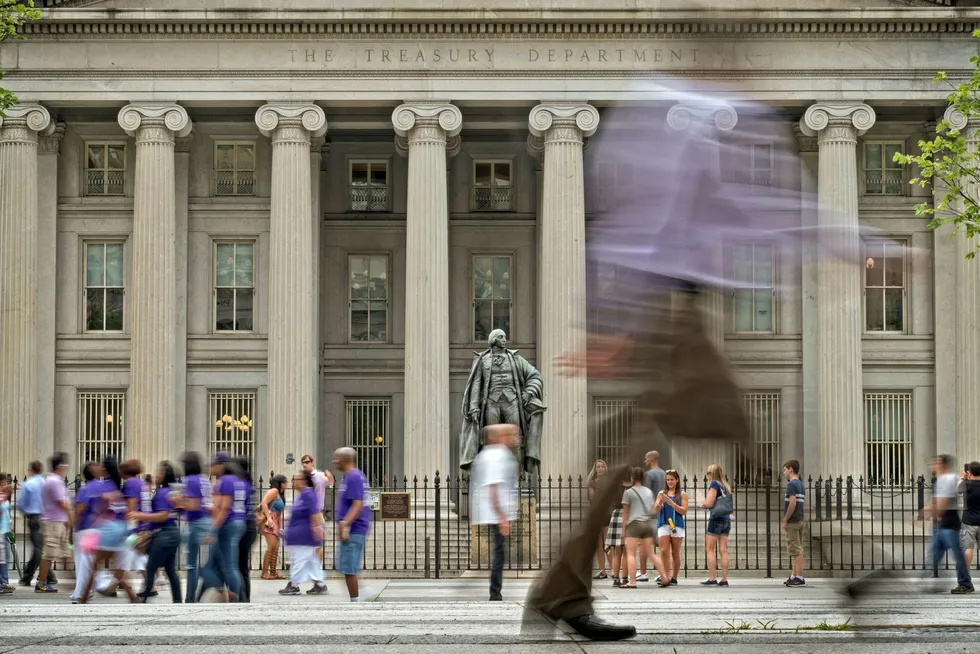 Avbildet er det amerikanske finansdepartementet, som utsteder amerikanske statsobligasjoner. Foto: J. David Ake/Ap/NTB Scanpix