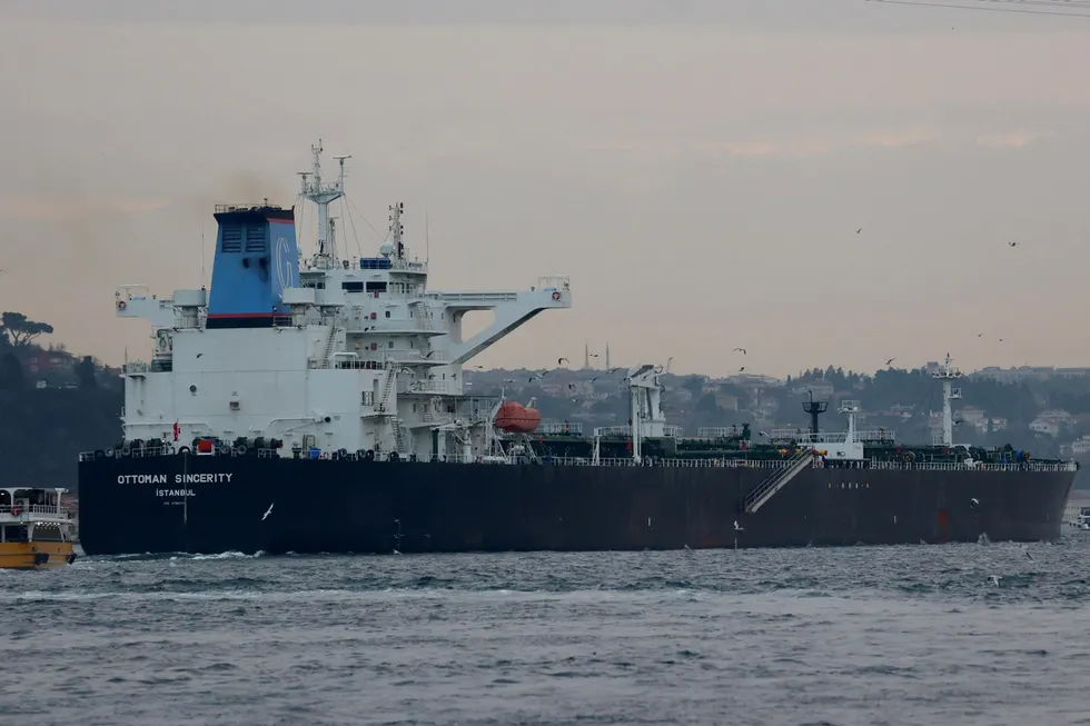 Certainty: the tanker Ottoman Sincerity, which carries Kazakh crude, sails through the Bosphorus Straits near Istanbul, Turkey.