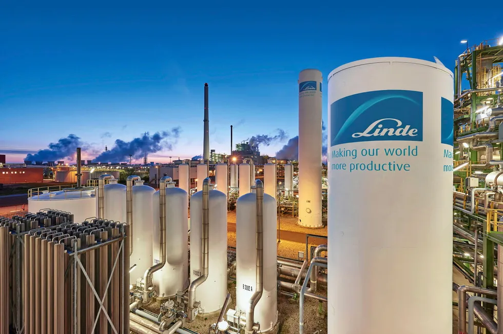 Linde gas storage tanks at Leuna, Germany.