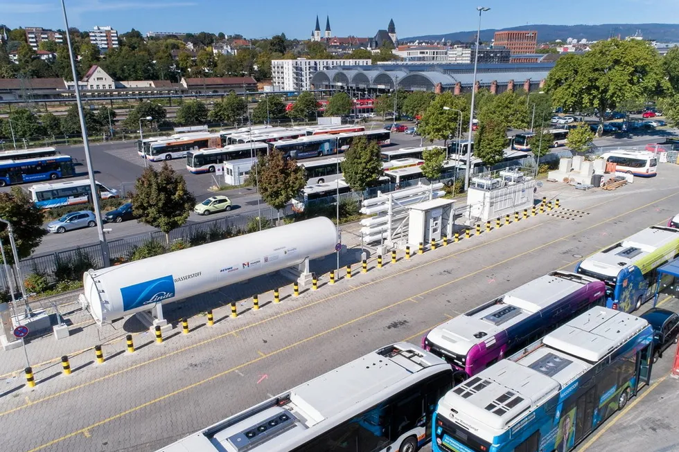 The €2.3m hydrogen filling station at ESWE Verkehr's bus depot in Wiesbaden.