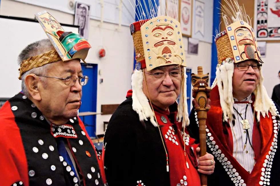 Indigenous people: then-leaders of the Haisla First Nations pictured in 2012.