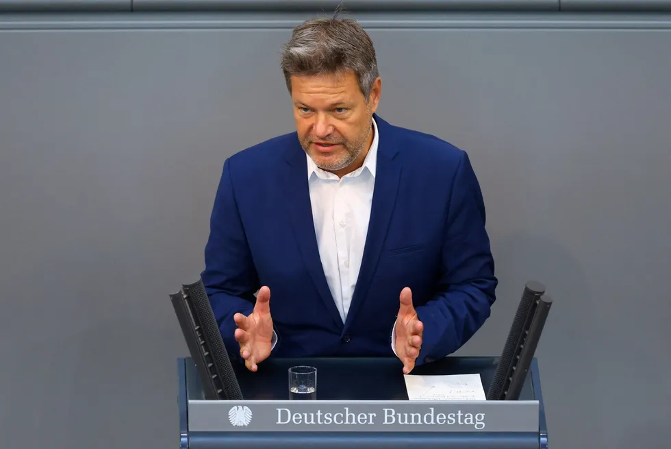 Facing strong opposition: German Economy and Climate Minister Robert Habeck speaks during a session of the lower house of parliament Bundestag, at the Reichstag building in Berlin on 7 July.