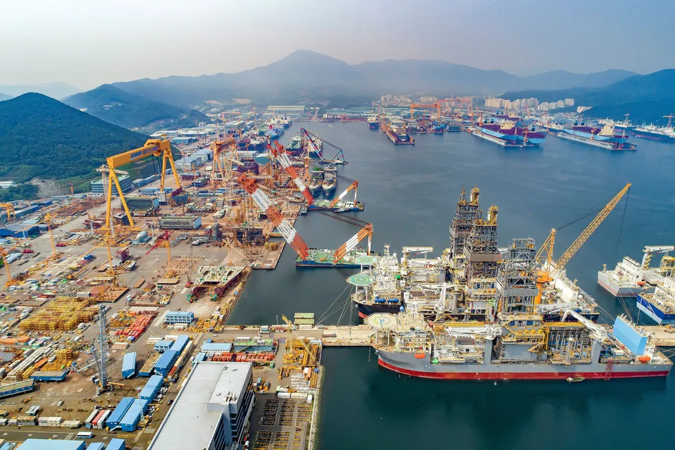 Fabrication: drillships at Daewoo Shipbuilding & Marine Engineering's Okpo yard in South Korea.