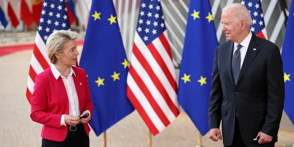EU chief Ursula von der Leyen and US President Joe Biden. The two now both have big green packages.