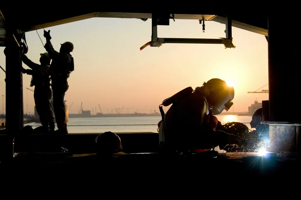Welding: workers at Lamprell's yard in the United Arab Emirates.