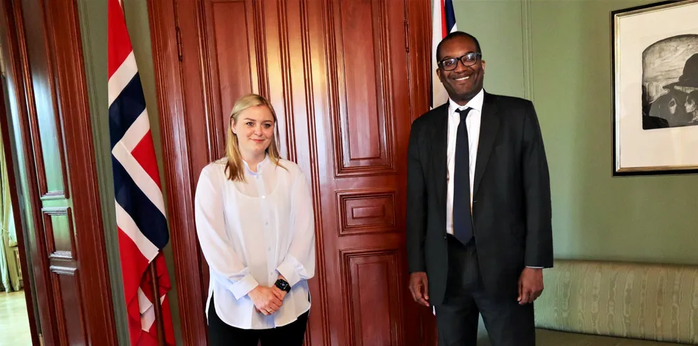 Norway's energy minister Tina Bru and UK counterpart Kwasi Kwarteng.