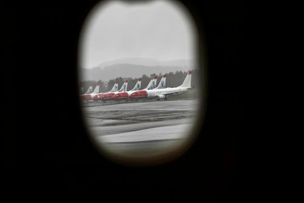 Norwegian-fly i opplag på Værnes.