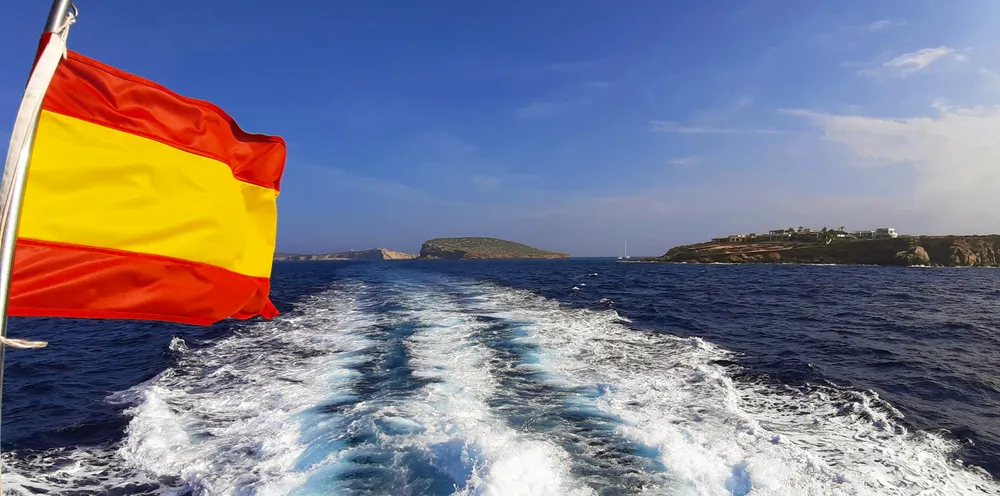 The Spanish flag at sea.