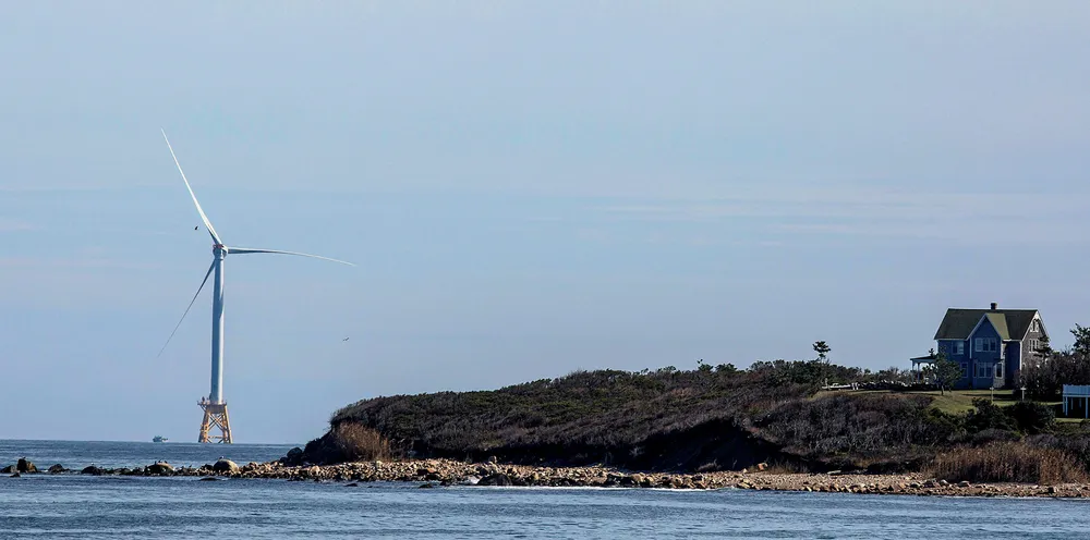 Turbine at 30MW Block Island project off Rhode Island, the US' first and to-date only offshore wind farm