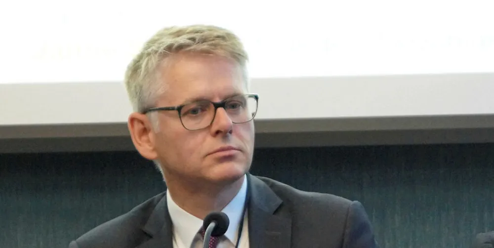 8F Asset Management Co-Founder Martin Fothergill speaking at IntraFish's Seafood Investor Forum in London, 2019.