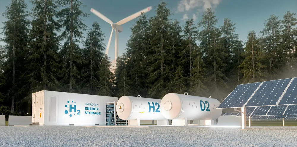 Rendering of a green hydrogen plant.