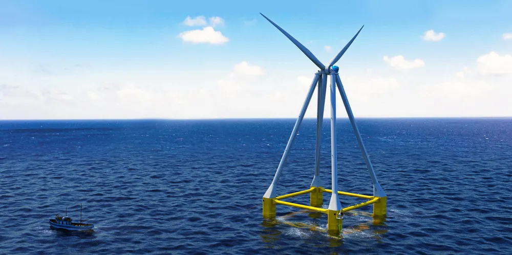 CGI of Eolink's pyramidic floating turbine concept