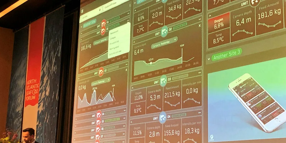 Presentasjon fra Steinsvik, under Global Aquatech Summit på North Atlantic Seafood Forum.