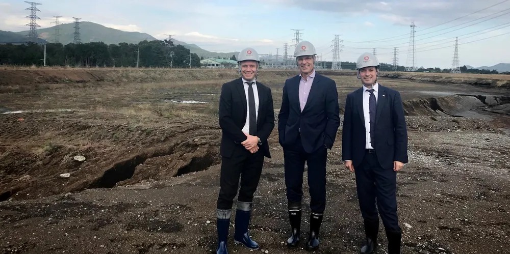 Fra venstre: Pål Grimsrud, CFO, Per Grieg jr., styreleder og Joachim Nielsen, CEO.