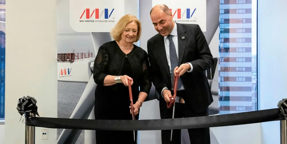 MHI Vestas CEO Kavafyan and Massachusetts state representative Haddad.