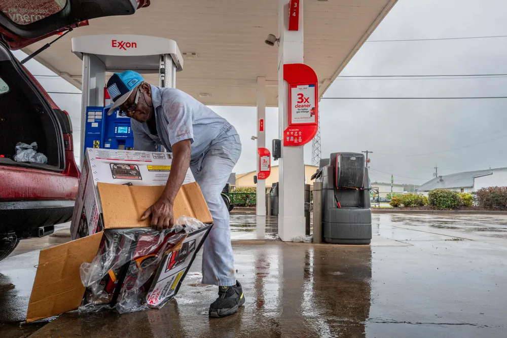 Porkchop Singleton, 78, prepares his generator ahead of Hurricane Francine on Wednesday in Morgan City, Louisiana. The hurricane made landfall along the Louisiana coast Wednesday evening.