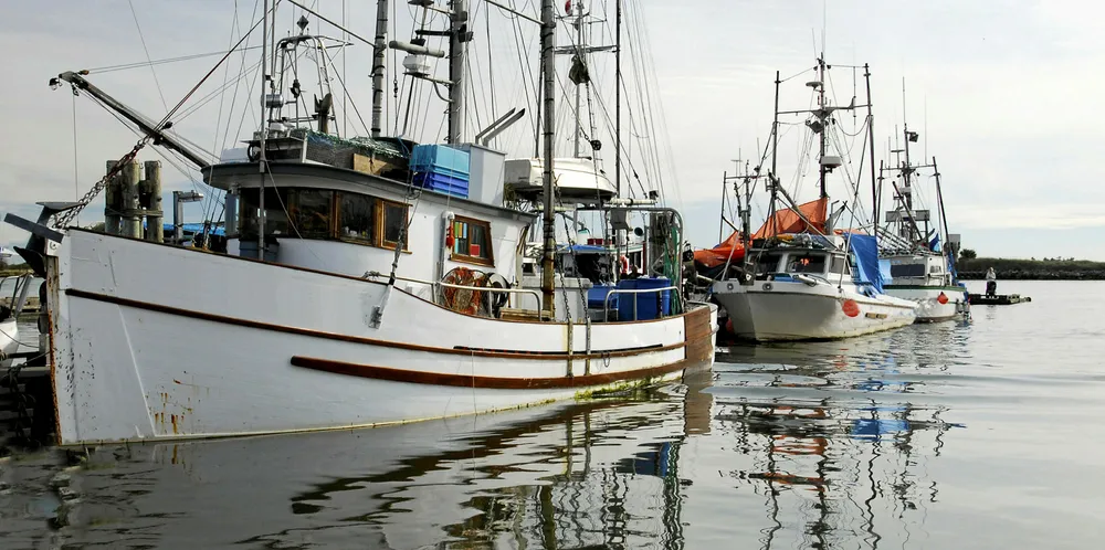 Commercial fishing boat in Canada salmon troller.