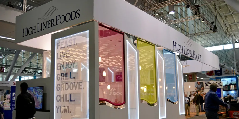 High Liner Foods booth at the 2018 Seafood Expo North America (SENA). The company is choosing not to exhibit this year due to the spread of the omicron COVID variant.