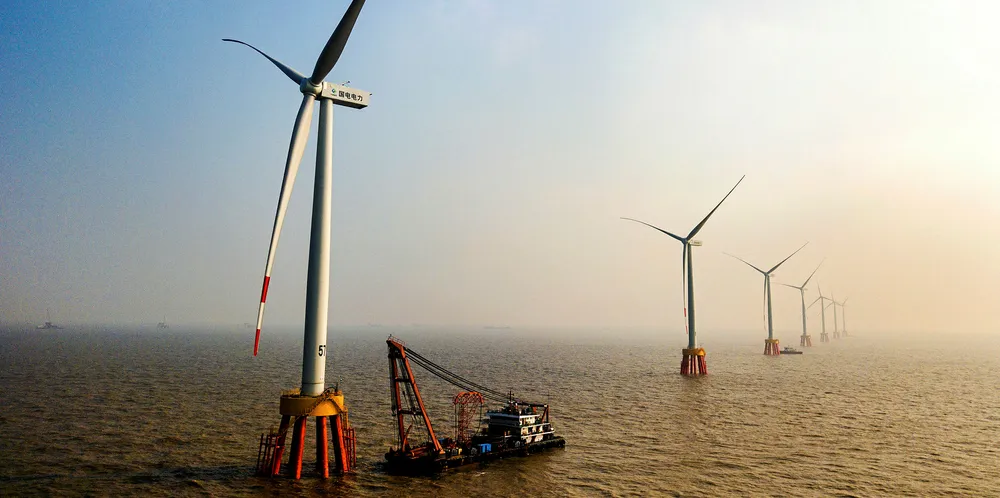 Submarine cables being installed at the Guodian Putuo 6 project off Zhejiang province.
