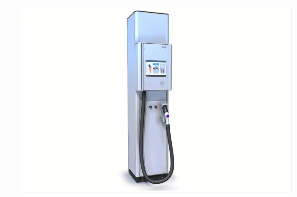A 3D rendering of a Nel hydrogen-dispensing fuel pump.