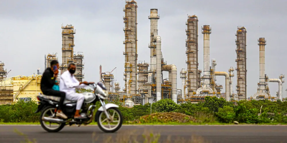 The Reliance Industries Ltd oil refinery in Jamnagar, Gujarat, is the world’s largest refining complex.