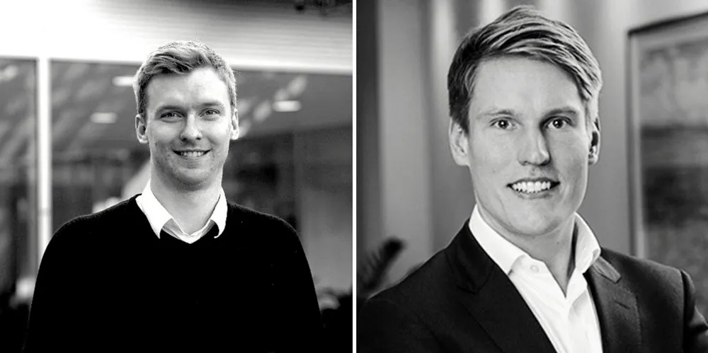 Mads Schou-Andreasen (left) and Niclas Daehli Priess founded maritime intelligence platform Oceanbolt in 2019.