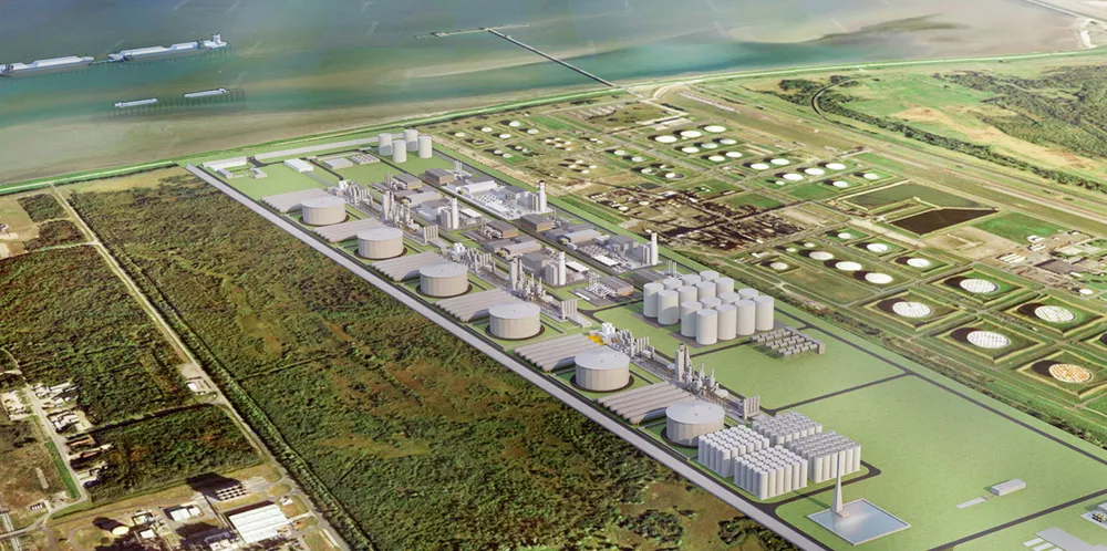 A rendering of the proposed 'green gas' terminal at Wilhelmshaven, Germany.
