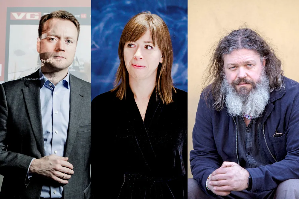 Direktørene Per Øivind Skard (til venstre) og Torgeir Waterhouse forlater IKT-Norge og administerernde direktør Heidi Austlid.