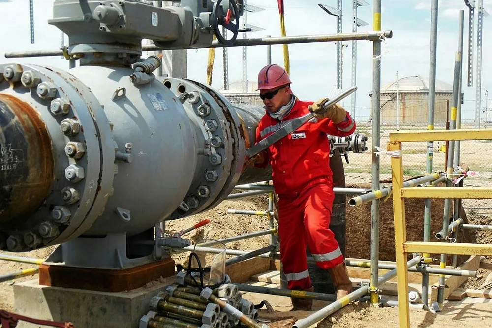 Upgrade rush: construction work at a pumping station operated by Caspian Pipeline Consortium in Kazakhstan