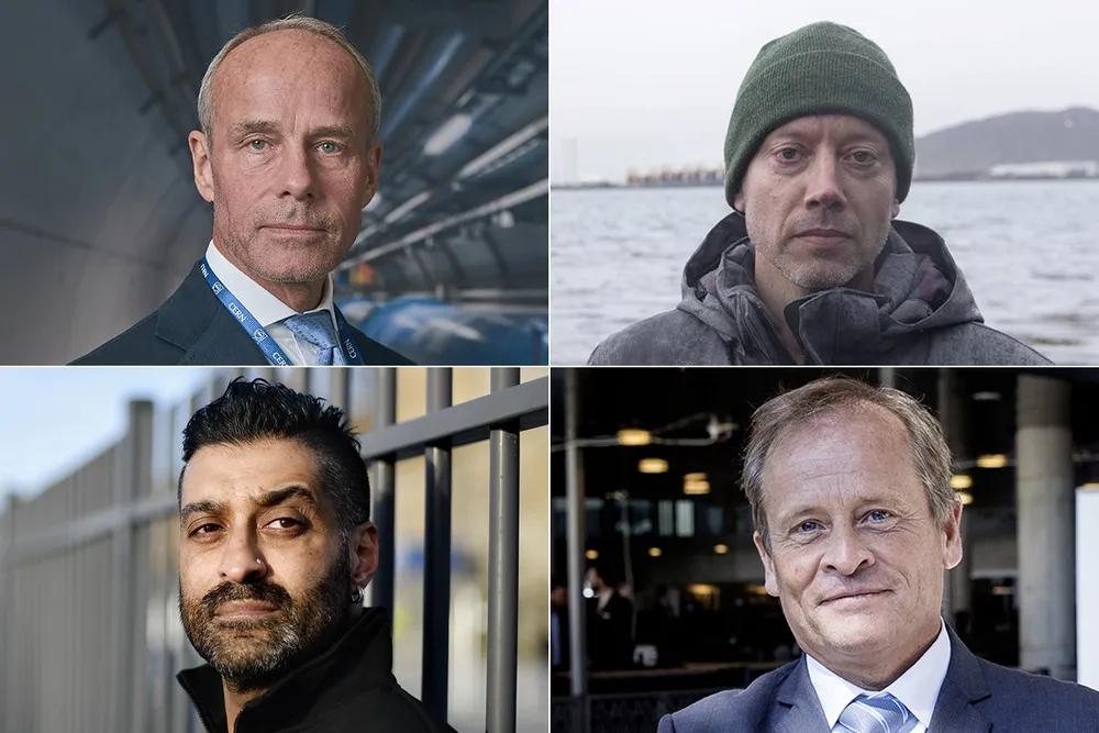 Her er noen av de som utfordrer Nicolai Tangen om jobben som oljefondssjef. Fra øverst til venstre: Jacob Bjorheim, Frode Pleym, Tommy Sharif, Erlend Grimstad.