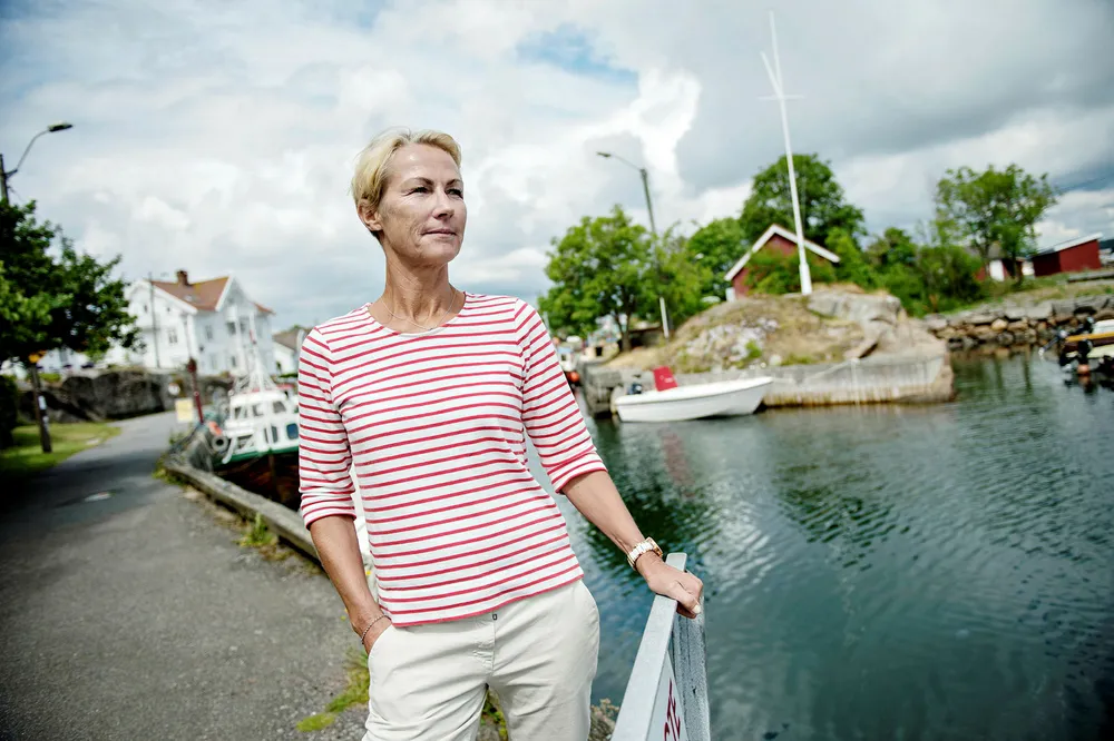Skipsreder Elisabeth Grieg og hennes ektemann er i veikonflikt i med Larvik kommune. Her i nærheten av fritidsboligen i Stavern.