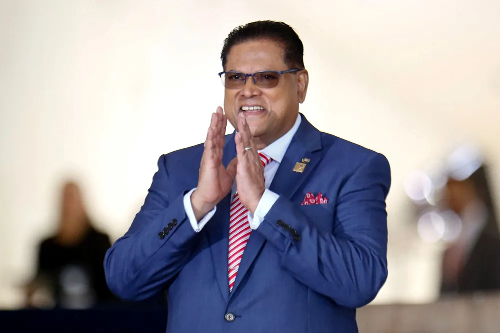 Good news beckons: Suriname President Chan Santokhi will be delighted about news on what will be nation;s first big offshore oil and gas project.