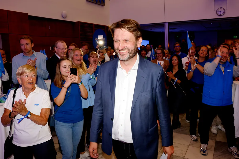 Eirik Lae Solberg kunne juble Høyres valgvake mandag kveld.