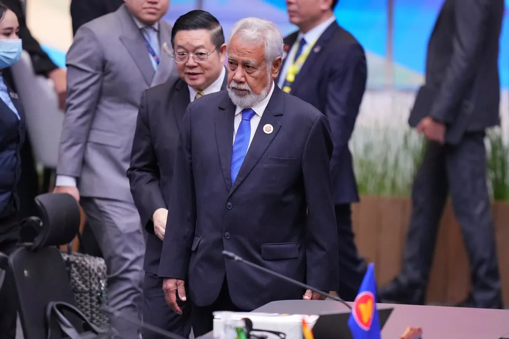 Timor-Leste Prime Minister Xanana Gusmao (centre) arrives at the recent ASEAN Summit in Kuala Lumpur, Malaysia.