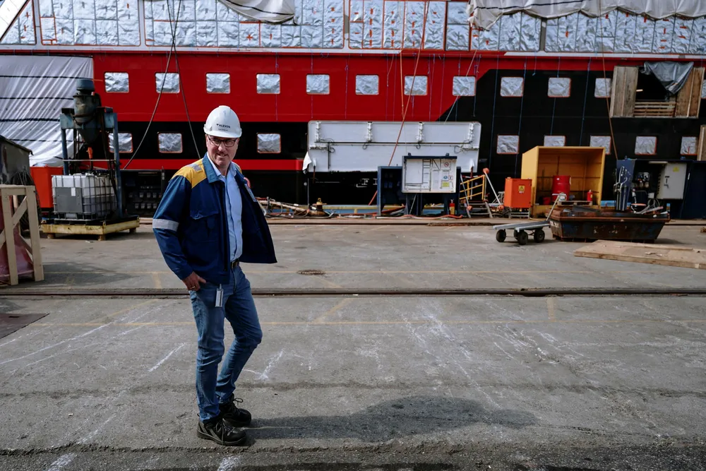 Kjetil Bollestad, administrerende direktør på Kleven Verft. Fredag holdt han allmøte med de ansatte og presenterte nytt oppdrag, og rundt 100 ansatte må gå.