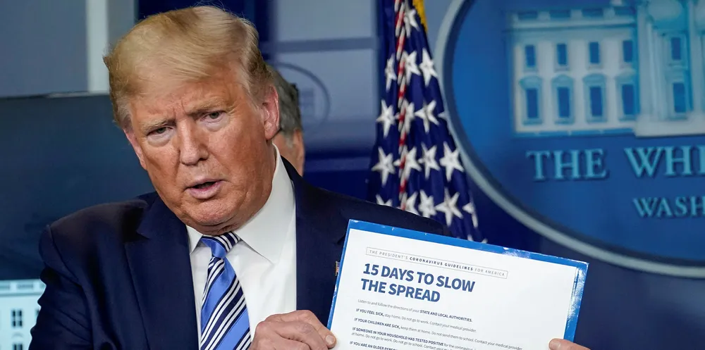 U.S. President Donald Trump speaks at the daily coronavirus briefing at the White House on March 23, 2020 in Washington, DC. With the number of deaths caused by the coronavirus rising and foreseeable economic turmoil, the U.S. Congress continues to work on legislation for the nearly $2 trillion dollar aid package to deal with the COVID-19 pandemic.