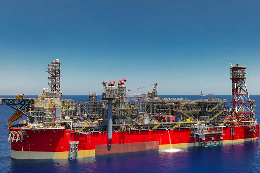 The Energean Power floating production storage and offloading vessels at the Karish field offshore Israel.