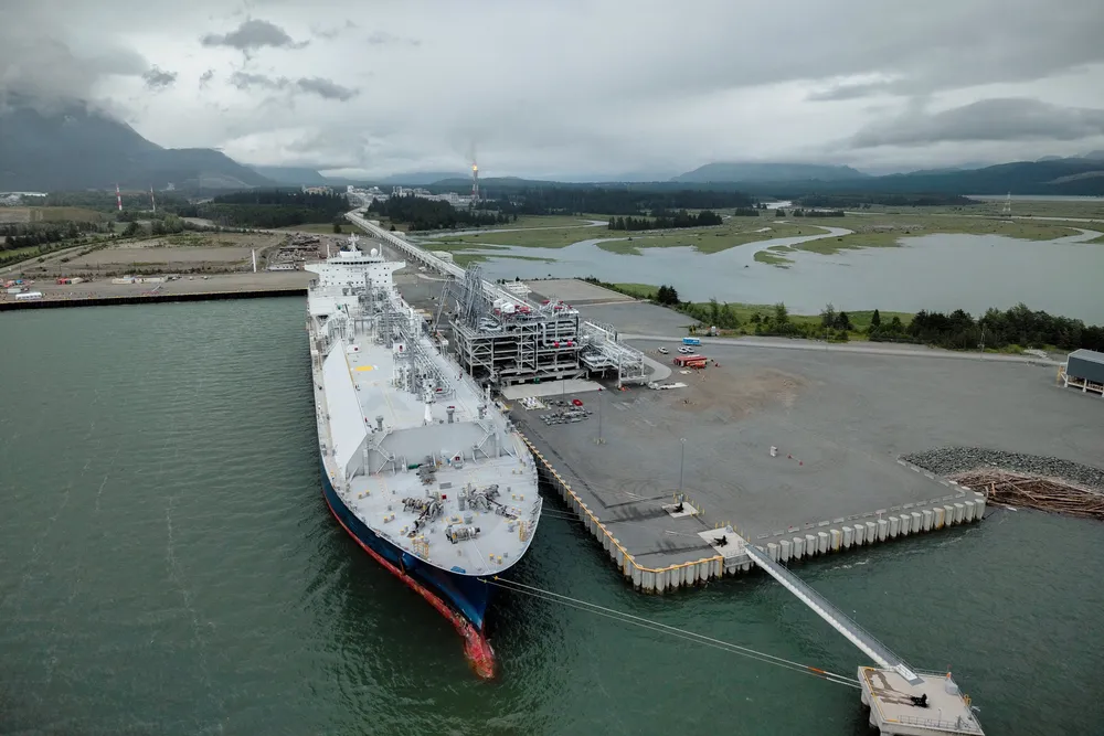 The LNG carrier Gaslog Glasgow at the Shell-led LNG Canada facility in Kitimat, British Columbia, Canada, on 28 June 2025.