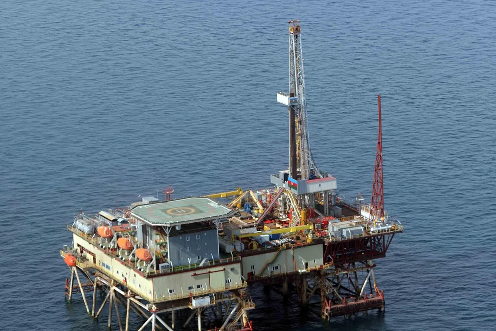 Umid-1 wellhead gas and condensate production platform in the Azerbaijan's sector of the Caspian Sea