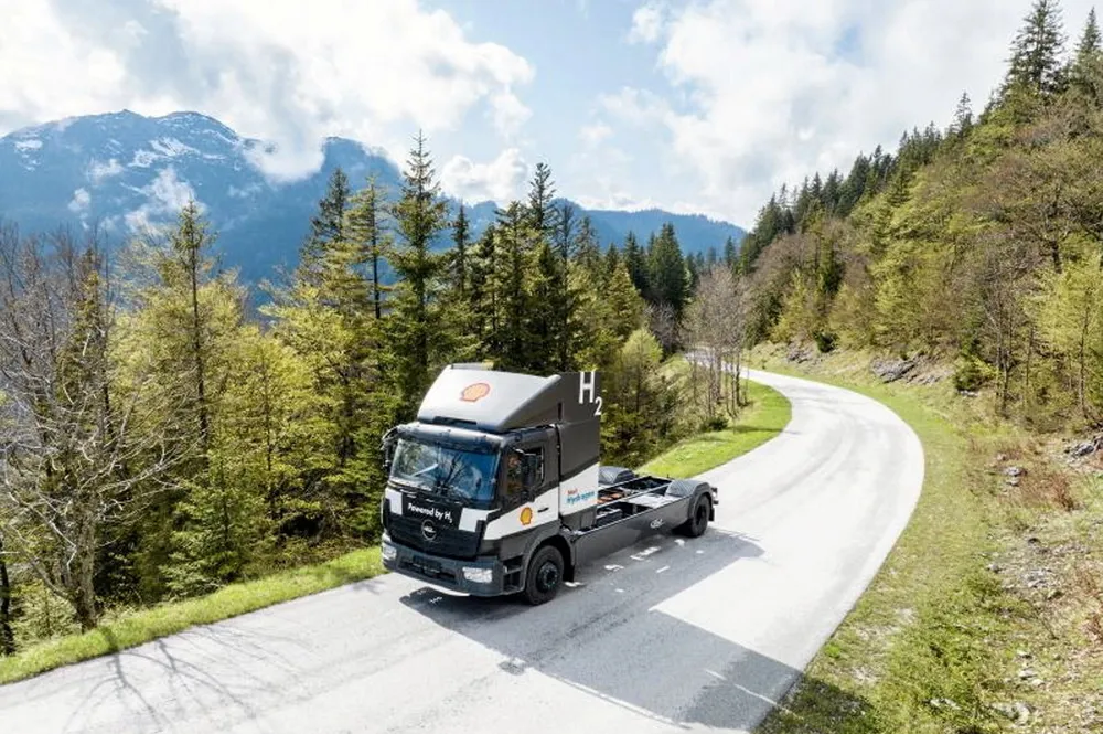 A Shell-owned Mercedes Benz Atego truck.